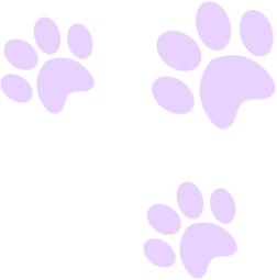 A green background with three purple paw prints.